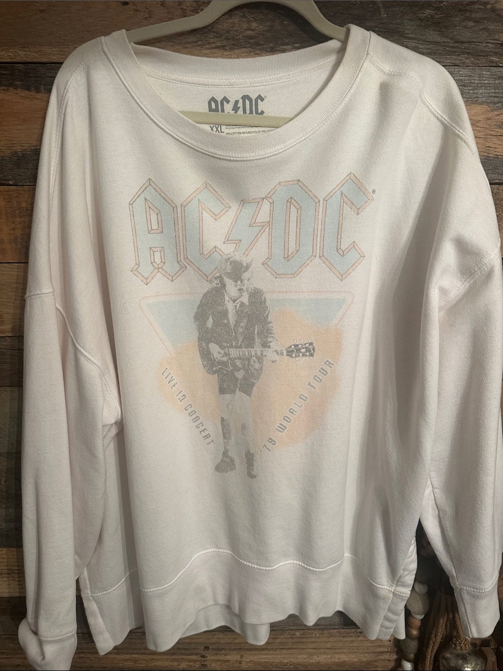 AC/DC Off-White Graphic Crewneck Sweatshirt